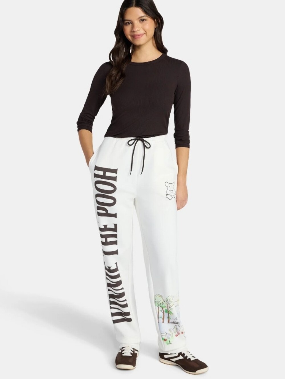 Disney Winnie the Pooh Graphic Sequin Joggers - Size S - Y2K Streetwear NWT